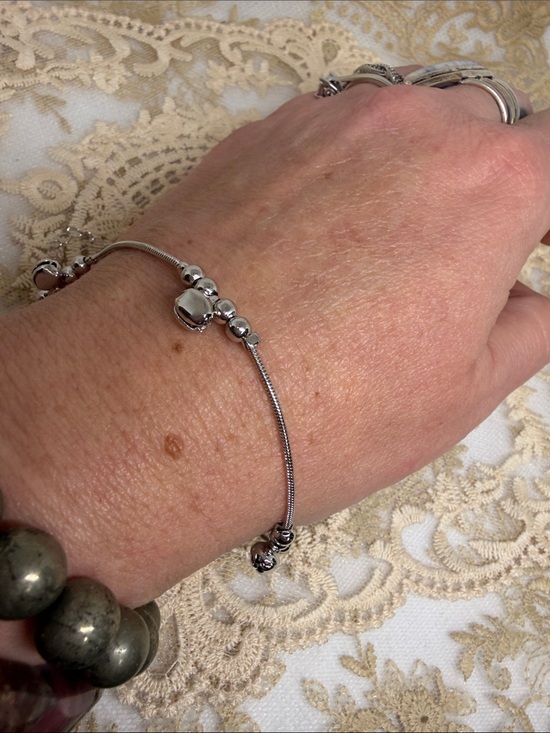Estate Jewelry - 18K Gold Filled Estate Adjustable Bolo Anklet Silver Colored Bell Charms
